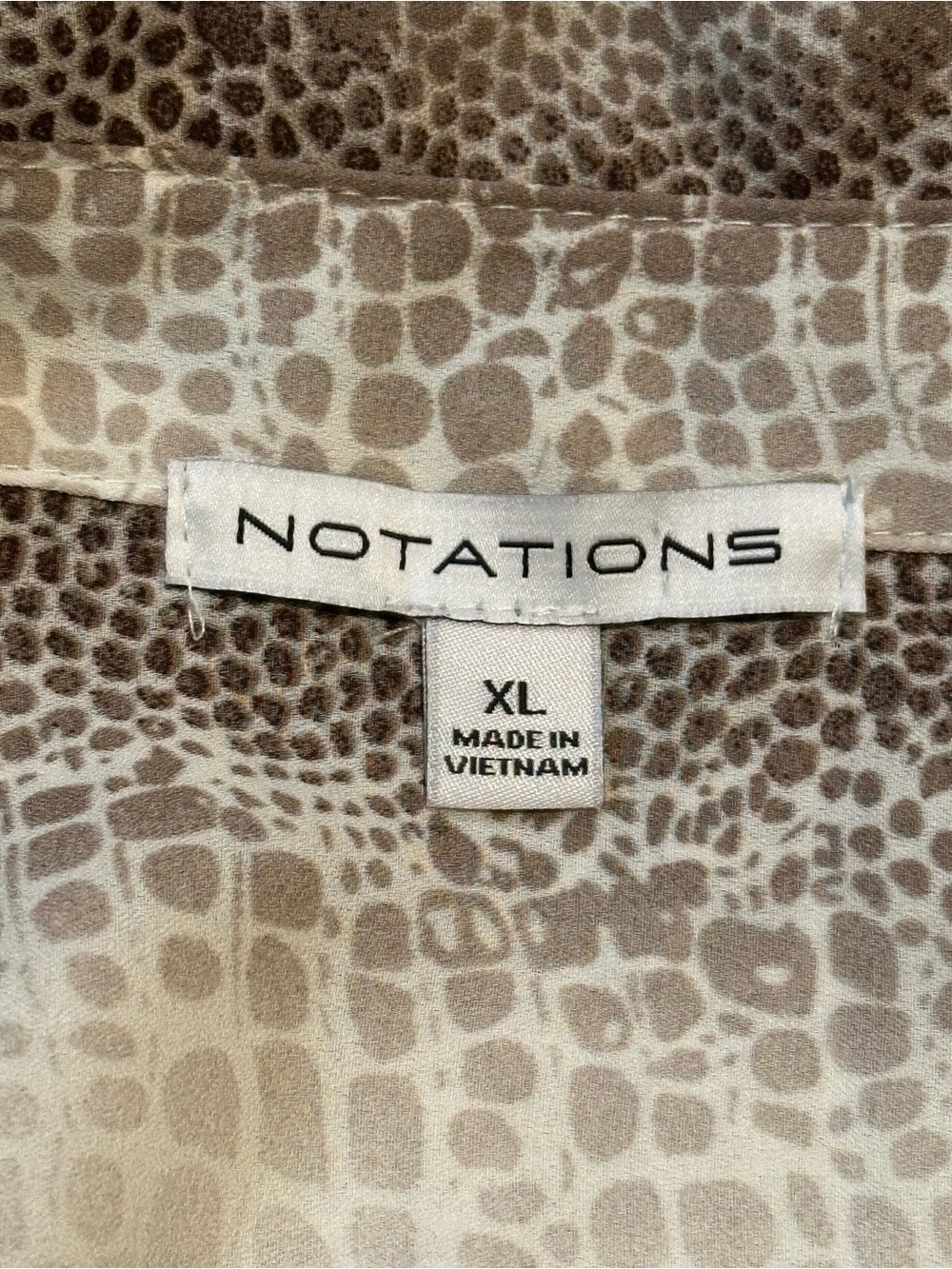 Notations Neutral Snake-Print Button-Front Blouse - Picture 6 of 10